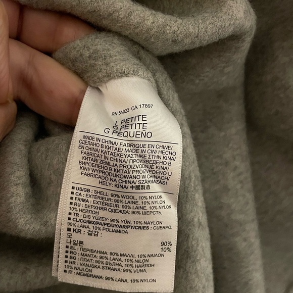 Banana Republic Snap Front Wool Coat Grey Large Petite - Picture 9 of 9